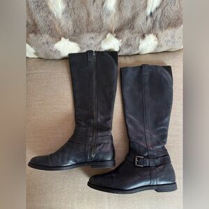 COLE HAAN Womens Black Buckled Strap Leather Riding Boot 8 B